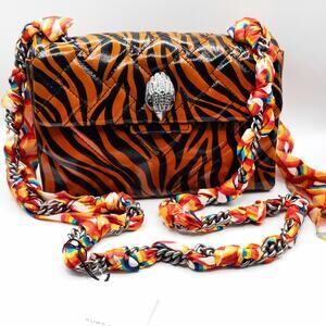 Kurt Geiger Kensington Tiger Print Shoulder Bag Orange Black Mobwife